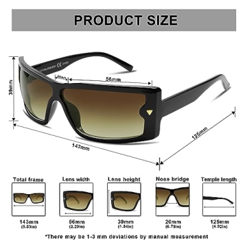 VANLINKER Trendy Rectangle Sunglasses UV400 Stylish Protection