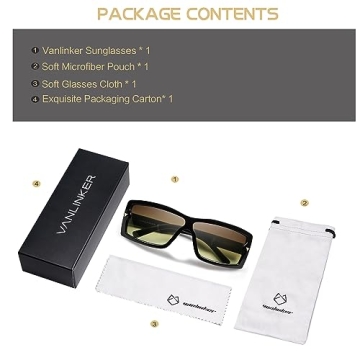VANLINKER Trendy Rectangle Sunglasses UV400 Stylish Protection