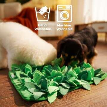 Puzzle Feeder Snuffle Mat for Dogs and Cats,Interactive Dog Toys to Keep Them Busy, Enrichment Toys for Dogs to Slow Eating, Dog Puzzles for All Dogs, Machine Washable Dog Feeding Mat, green