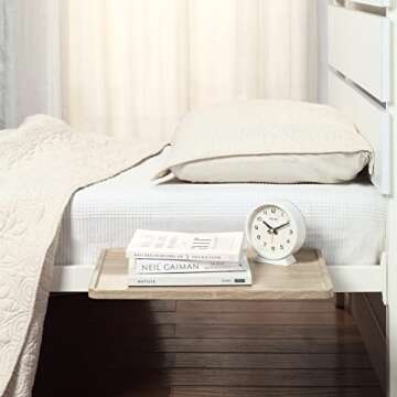 SunnyPoint Bedside Shelf, Office Divider Shelf; Clamp on Shelf for Bunk Bed, Lofts & Bed Frame. (L -17" X 11.6" X 2.3", Natural Wood)