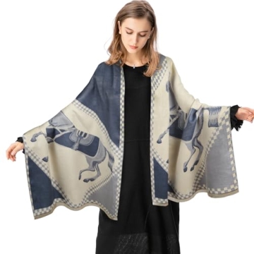 EXTREE Scarfs for Women Pashmina Silky Shawl Wrap for Evening Dressing Blanket Open Front Poncho Cape