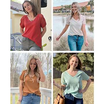 Stylish MEROKEETY Summer Lace V Neck Top for Women