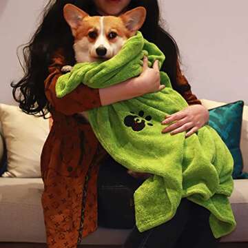 Dogvingpk Extra Large Dog Towels for Drying Dogs Super Absorbent Soft Microfiber Pet Bath Grooming Towel for Dogs Cats and Other Pets (XL-55" * 36", Green)