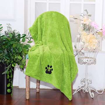 Dogvingpk Extra Large Dog Towels for Drying Dogs Super Absorbent Soft Microfiber Pet Bath Grooming Towel for Dogs Cats and Other Pets (XL-55" * 36", Green)