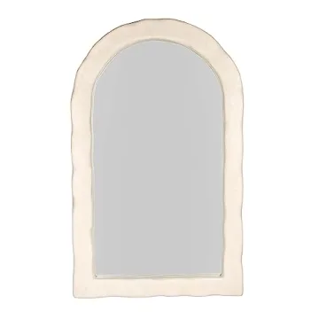 Tov Furniture Kaia Cream Textured Floor Mirror Elegance