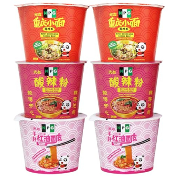 NPG Instant Ramen Noodle Variety Pack 3.7 Oz (Pack of 6), Non-Fried Sweet Potato Noodle, with Tingli...