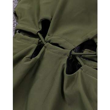 LALAGEN Women's Sexy Lace Up Hollow Out Monokini Plus Size One Piece Swimsuit ArmyGreen XL