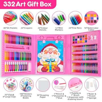 Art Supplies 332 Piece Drawing Art Kit Gifts for Girls Boys Kids Teens Gifts Art Set Case with Doubl...