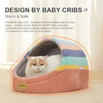 Jiupety Cute Cat Beds for Indoor Cats, Cat Cave Bed and Kitten Bed, Hideway Cat House and Cat Tent w...