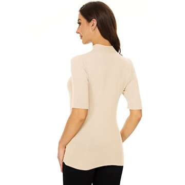 Anbenser Women's Short Sleeve Mock Pullover Sweater