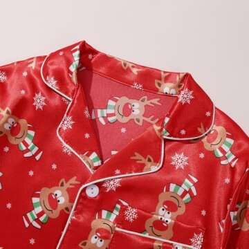 Weixinbuy Pajama Set for Kid Baby Girl Boy Button-up Silk Pajama Sleepwear Nightwear Loungewear Clothes Set Gifts for Kids