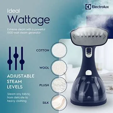 Electrolux Steamer for Clothes, 1500 Watt Portable Handheld Fabric and Garment Steamer with Lint Remover & Fabric Brush, Ultra-Fast Heat Up, 18 Min Continuous Steam for Powerful Wrinkle Remover, Blue