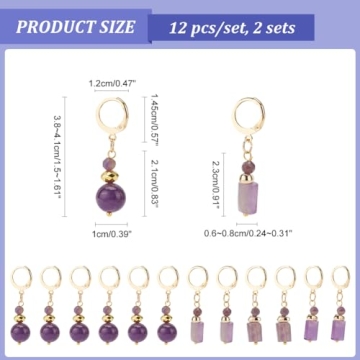 NBEADS 24 Pcs Amethyst Stitch Markers for Knitting Craft