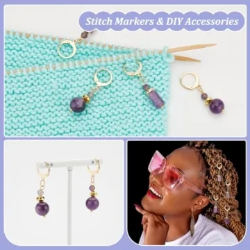 NBEADS 24 Pcs Amethyst Stitch Markers for Knitting Craft