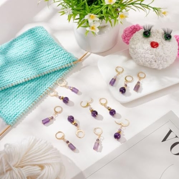 NBEADS 24 Pcs Amethyst Stitch Markers for Knitting Craft