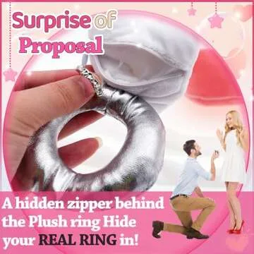 Mewcho Valentines Day Gifts Plush Ring Box for Proposal Her Women Girlfriend Wife, Love Surprise Box Plush Diamond Funny Toy for Couple Engagement Wedding Marriage