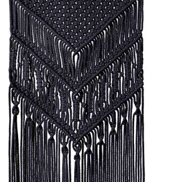 Mkono Macrame Wall Hanging Art Woven Boho Home Décor, Geometric Beautiful Yarn Tapestry Wall Decor for Bedroom, Nursery, Apartment, Dorm Decoration, Christmas Gift for Teen Girl Mom, 17" W x 33" L