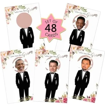 MORDUN Floral Bridal Shower Games - Who Has The Groom Scratch Off Celebrity Cards for 48 Guests