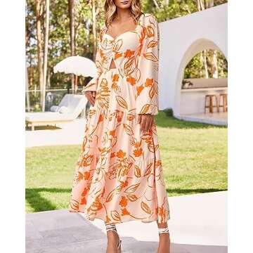 BTFBM Women Fall Floral Maxi Dress for Casual Elegance