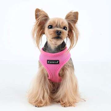 Puppia Soft Dog Harness No Choke Over-The-Head Triple Layered Breathable Mesh Adjustable Chest Belt and Quick-Release Buckle, Pink, XX-Large
