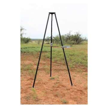 HME Tri-Pod Black Steel Game Hunting Hoist | Economical & Convenient Support Stand | Up to 300 lb. C...