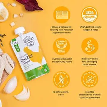 Serenity Kids 6+ Months Baby Food Pouches Puree with Ethically Sourced Meat & Organic Veggies - 3.5 oz BPA-Free, Meat & Herbs Variety Pack - 6 Count