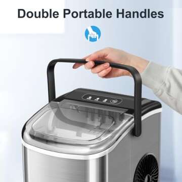 Ice Makers Countertop with Self-Cleaning, 26.5Lbs/24Hrs, 9 Cubes Ice Ready in 6Mins, Portable Ice Maker with Ice Scoop/Basket for Home/Kitchen/Bar/Party, Silver