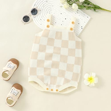 Newborn Baby Girl Summer Checkerboard Plaid Romper Outfit