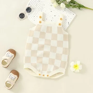 Newborn Baby Girl Summer Checkerboard Plaid Romper Outfit