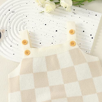 Newborn Baby Girl Summer Checkerboard Plaid Romper Outfit