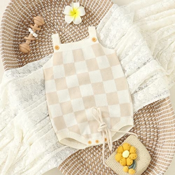 Newborn Baby Girl Summer Checkerboard Plaid Romper Outfit