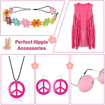 FunMular Hippie Costume Set for Women - 60s 70s Style