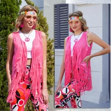 FunMular Hippie Costume Set for Women - 60s 70s Style