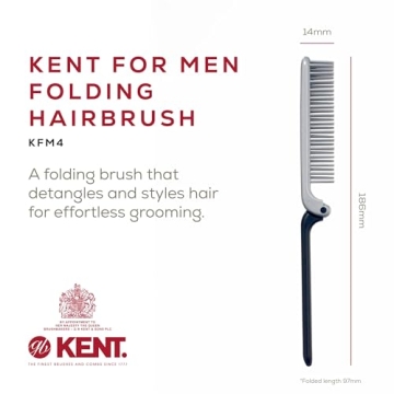 Kent Mini Hairbrush for Men - Travel Size Anti-Static Styler