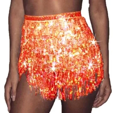 Zoestar Boho Sequin Tassel Hip Scarf - Dance Performance Skirt for All Occasions