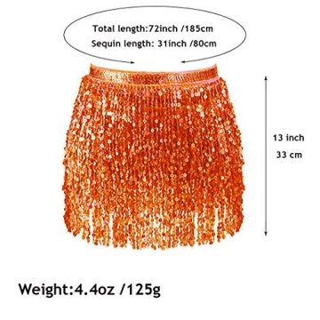 Zoestar Boho Sequin Tassel Hip Scarf for Dance Performance