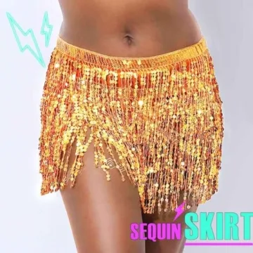 Zoestar Boho Sequin Tassel Hip Scarf for Dance Performance