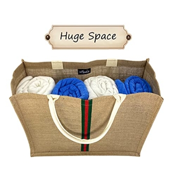 Hibala Woven Large Straw Bag Beach Tote Handmade Weaving Shoulder Bag Tassel Handbag (Green Stripe) …