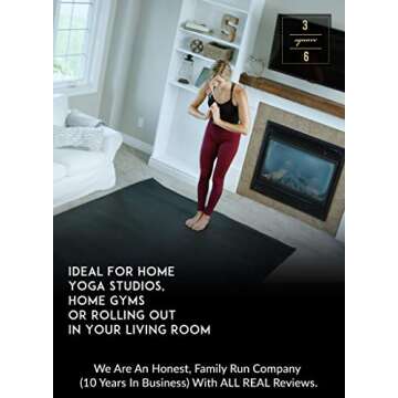 Square36 Large Yoga Mat 8'x 6' (96"x72"). Our Big Yoga Mat is Perfect for Barefoot Home Yoga, Pilates, Meditation, Rehabilitation 4X Larger Than A Standard Sized Yoga Mat