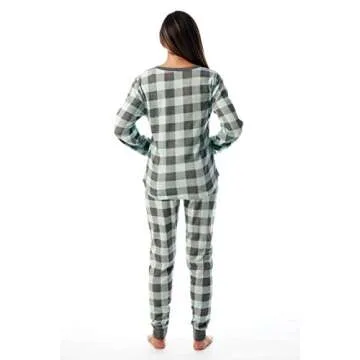 #followme Buffalo Plaid 2 Piece Base Layer Thermal Underwear Set for Women 6372-10195-NEW-MNT-S