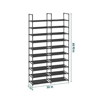 WINCANG 10-Tiers Shoe Rack- Durable and Sturdy Fabric Stackable Shoe Shelf Storage Organizer for Bed...