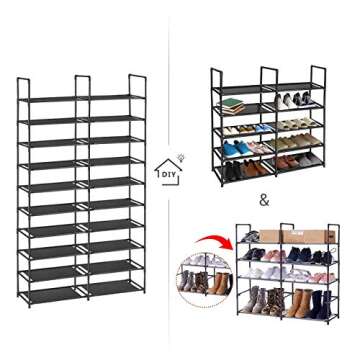 WINCANG 10-Tiers Shoe Rack- Durable and Sturdy Fabric Stackable Shoe Shelf Storage Organizer for Bedroom/Entryway/Hallway/Closet-Space Saving Storage and Organization 20-40 pairs of shoes