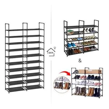 WINCANG 10-Tiers Shoe Rack- Durable and Sturdy Fabric Stackable Shoe Shelf Storage Organizer for Bedroom/Entryway/Hallway/Closet-Space Saving Storage and Organization 20-40 pairs of shoes