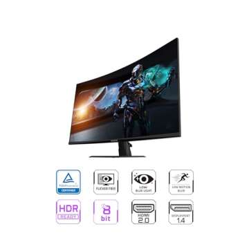 GIGABYTE GS32QC - 32" VA Curved Gaming Monitor - QHD 2560x1440-165Hz/OC 170Hz - 1ms MPRT - AMD FreeS...