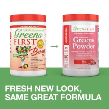 Greens First - Berry - 30 Servings - Greens Powder Superfood, 49 Superfoods, 15+ Organic Fruit & Veg...