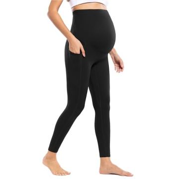 Comfortable And Stylish POSHDIVAH Maternity Workout Leggings Black