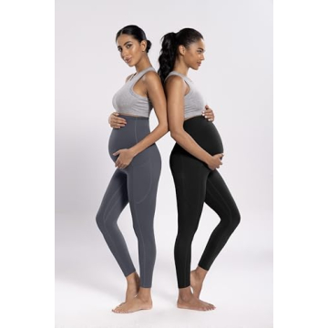 POSHDIVAH Maternity Leggings with Pockets for Pregnant Women