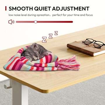 SANODESK Electric Standing Desk 48 x 24 Inches Whole-Piece Desktop Height Adjustable Stand Up Desk w/6-Button Controller Ergonomic Computer Desk for Home Office, White Frame + Natural Tabletop