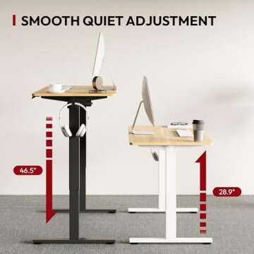 SANODESK Electric Standing Desk 48 x 24 Inches Whole-Piece Desktop Height Adjustable Stand Up Desk w/6-Button Controller Ergonomic Computer Desk for Home Office, White Frame + Natural Tabletop