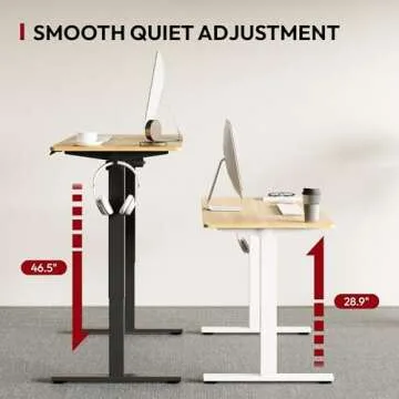 SANODESK Electric Standing Desk 48 x 24 Inches Whole-Piece Desktop Height Adjustable Stand Up Desk w/6-Button Controller Ergonomic Computer Desk for Home Office, White Frame + Natural Tabletop